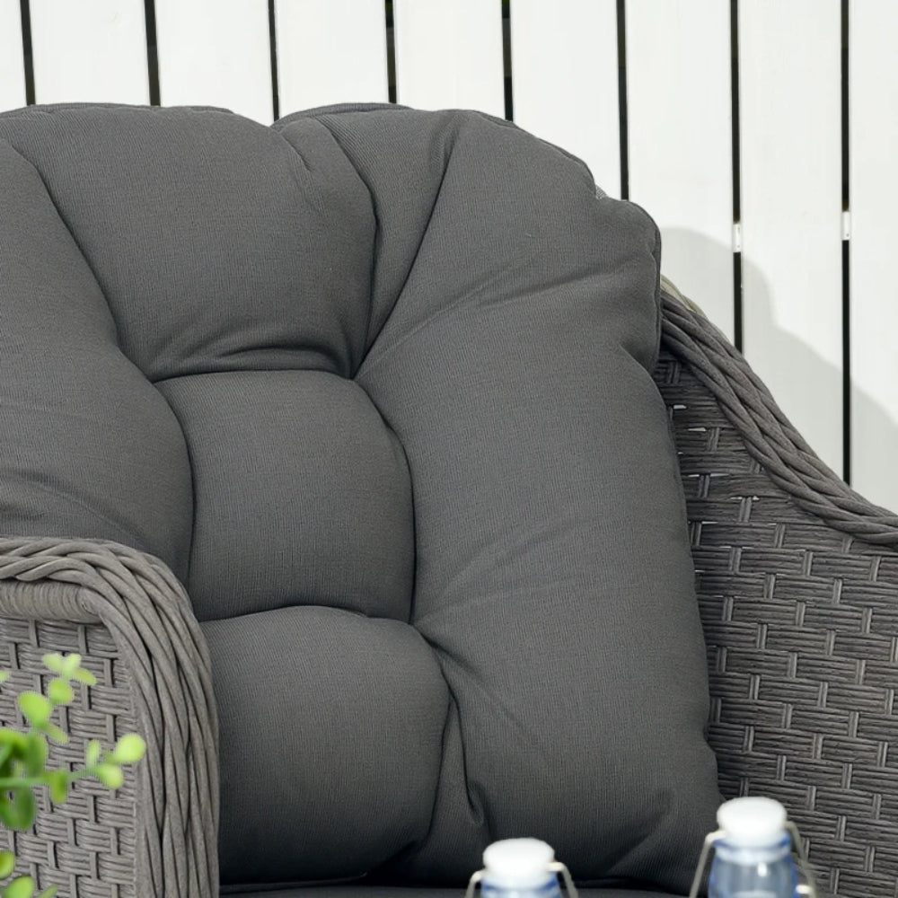 Outsunny Four-Piece Rattan Set, with Glass-Top Table
