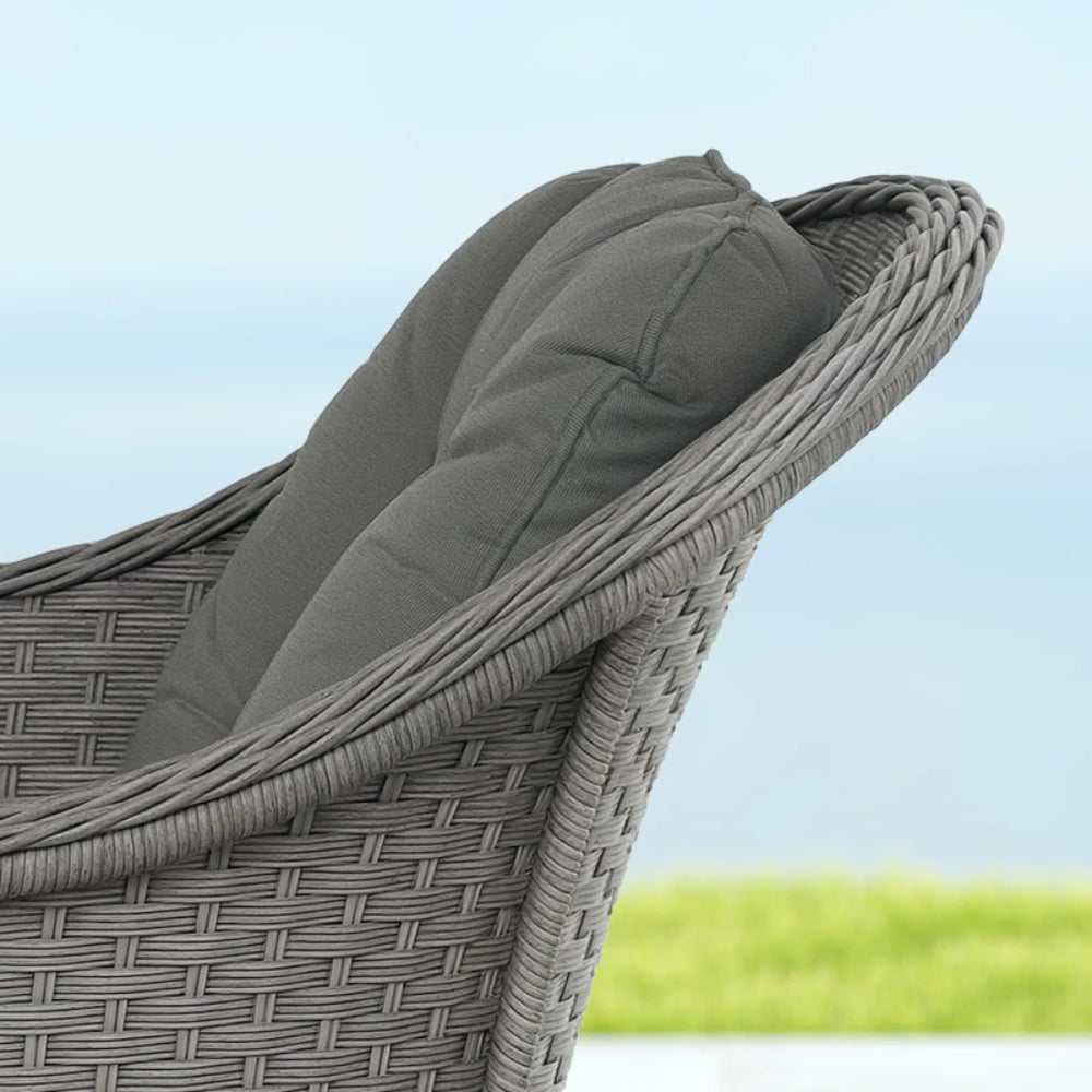 Outsunny Four-Piece Rattan Set, with Glass-Top Table