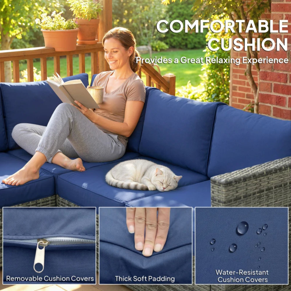 Outsunny Four-Piece Rattan Sofa Set