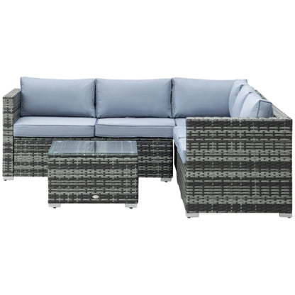 Outsunny Four-Piece Rattan Sofa Set with 11 Cushions, Steal Frame - Grey