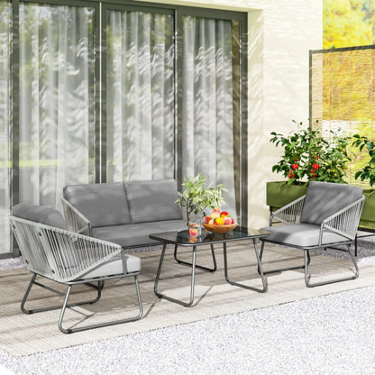 Outsunny Four-Piece Rattan Strong Panel Outdoor Sofa Set