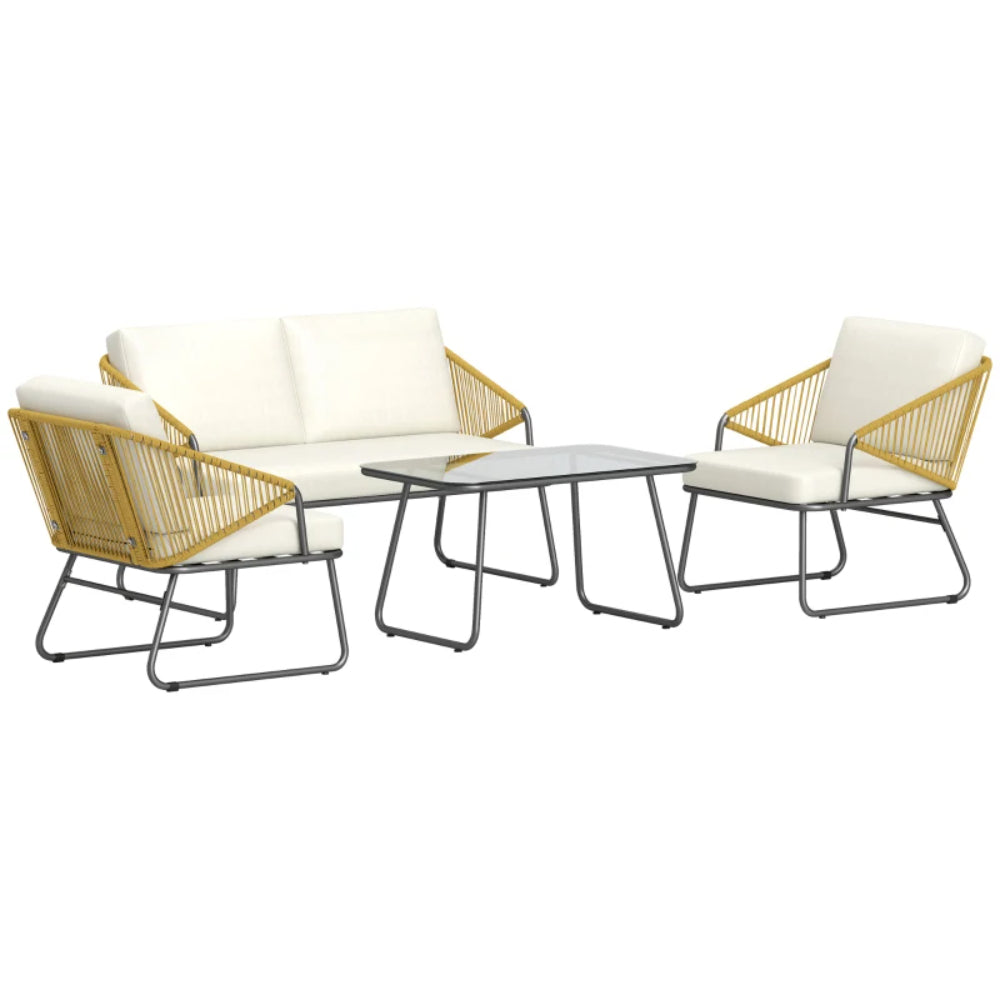 Outsunny Four-Piece Rattan Strong Panel Outdoor Sofa Set