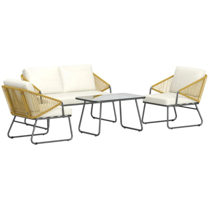 Outsunny Four-Piece Rattan Strong Panel Outdoor Sofa Set