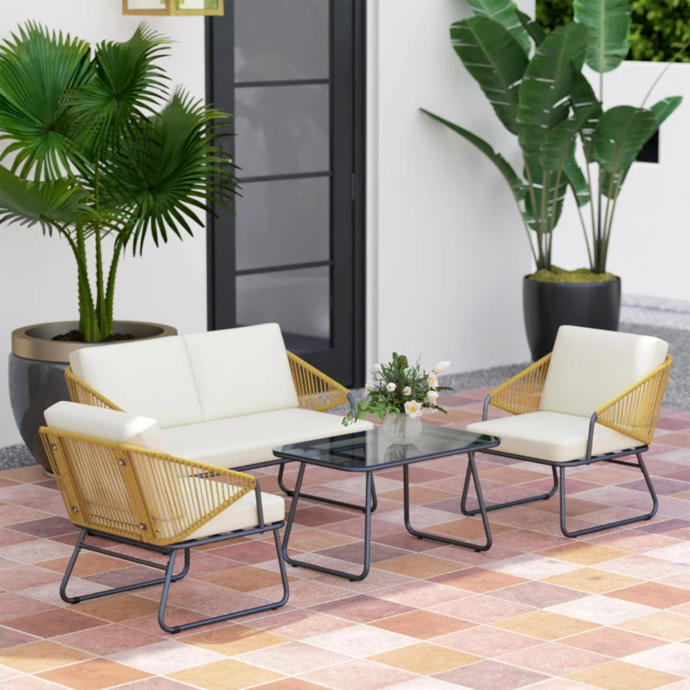 Outsunny Four-Piece Rattan Strong Panel Outdoor Sofa Set