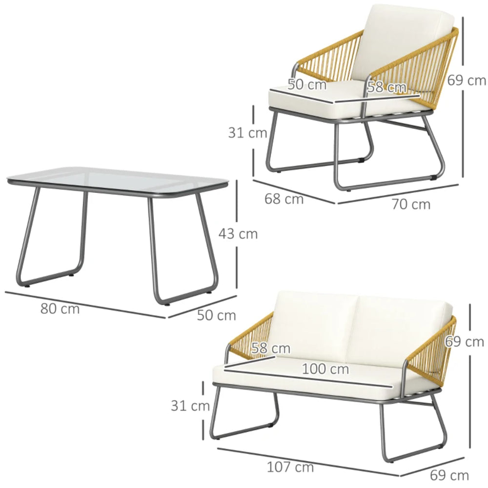 Outsunny Four-Piece Rattan Strong Panel Outdoor Sofa Set