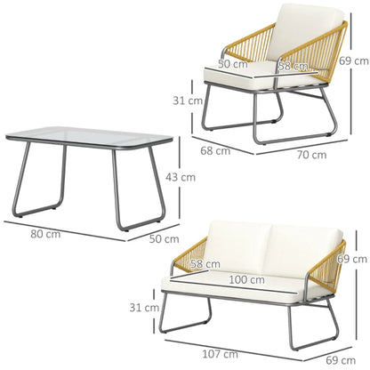 Outsunny Four-Piece Rattan Strong Panel Outdoor Sofa Set