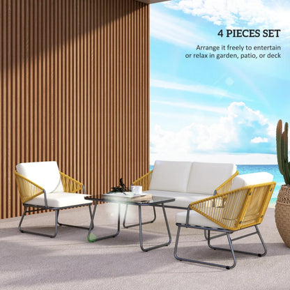 Outsunny Four-Piece Rattan Strong Panel Outdoor Sofa Set