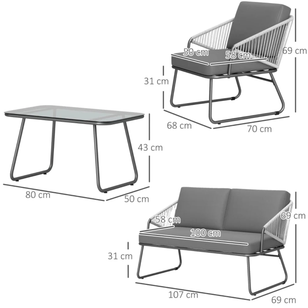 Outsunny Four-Piece Rattan Strong Panel Outdoor Sofa Set