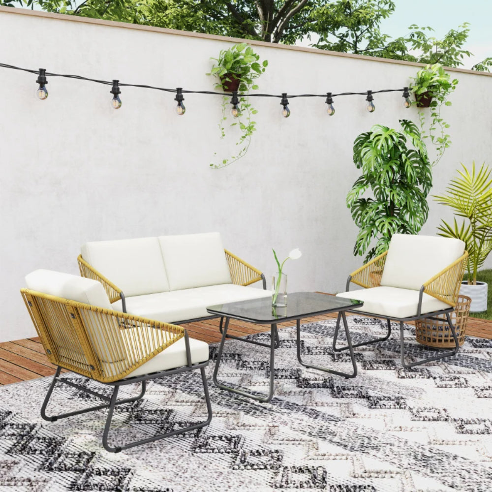Outsunny Four-Piece Rattan Strong Panel Outdoor Sofa Set