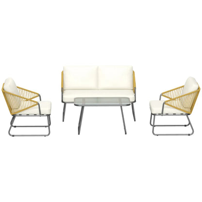 Outsunny Four-Piece Rattan Strong Panel Outdoor Sofa Set