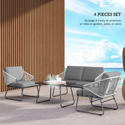Outsunny Four-Piece Rattan Strong Panel Outdoor Sofa Set
