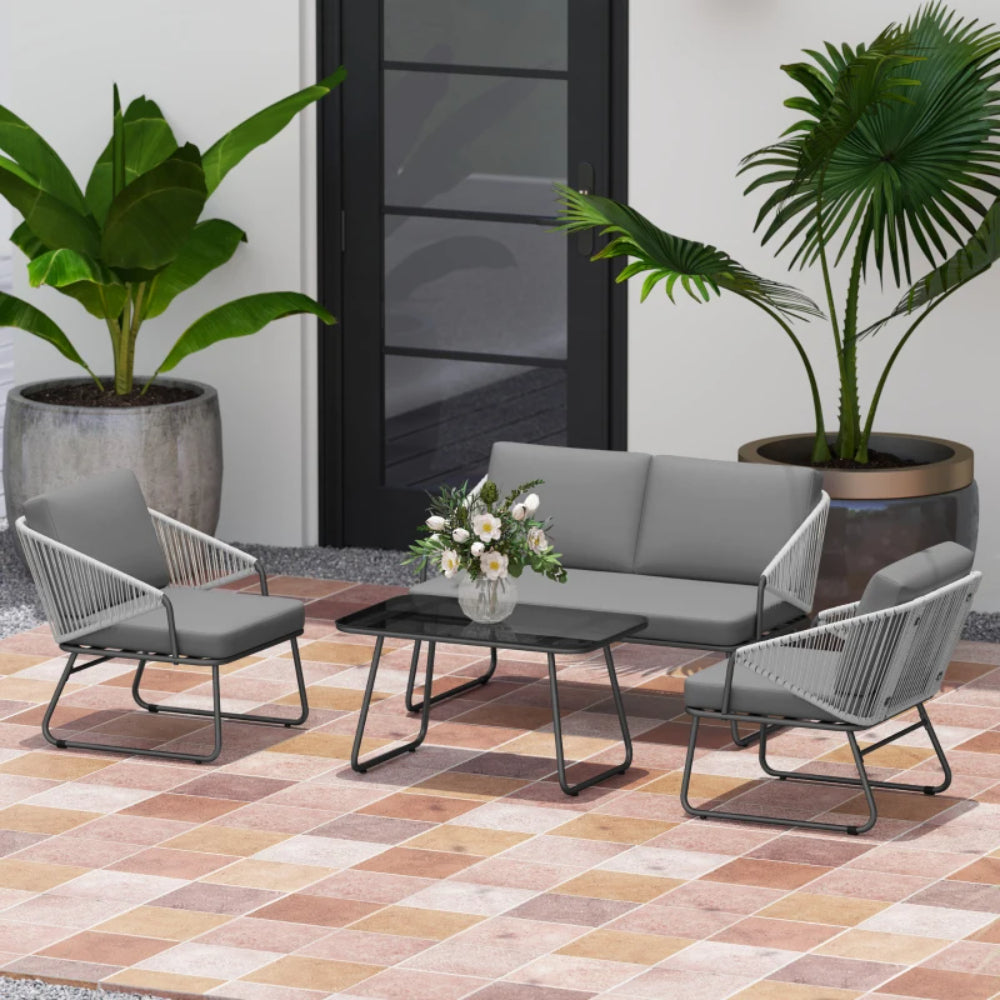 Outsunny Four-Piece Rattan Strong Panel Outdoor Sofa Set