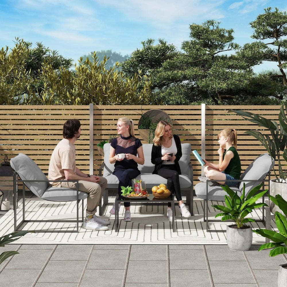 Outsunny Four-Piece Relaxed Back Garden Dining Set 12