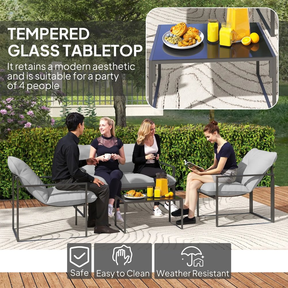 Outsunny Four-Piece Relaxed Back Garden Dining Set 15