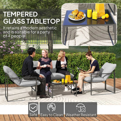 Outsunny Four-Piece Relaxed Back Garden Dining Set 15