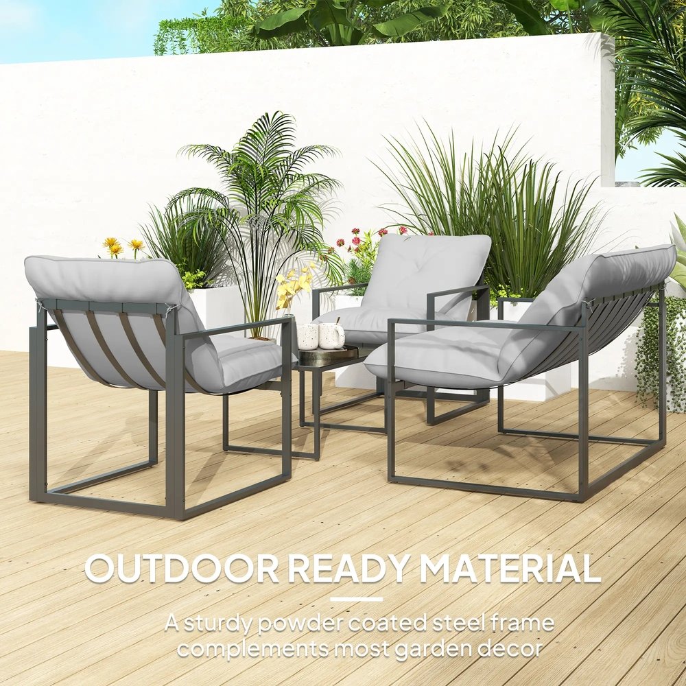 Outsunny Four-Piece Relaxed Back Garden Dining Set 16