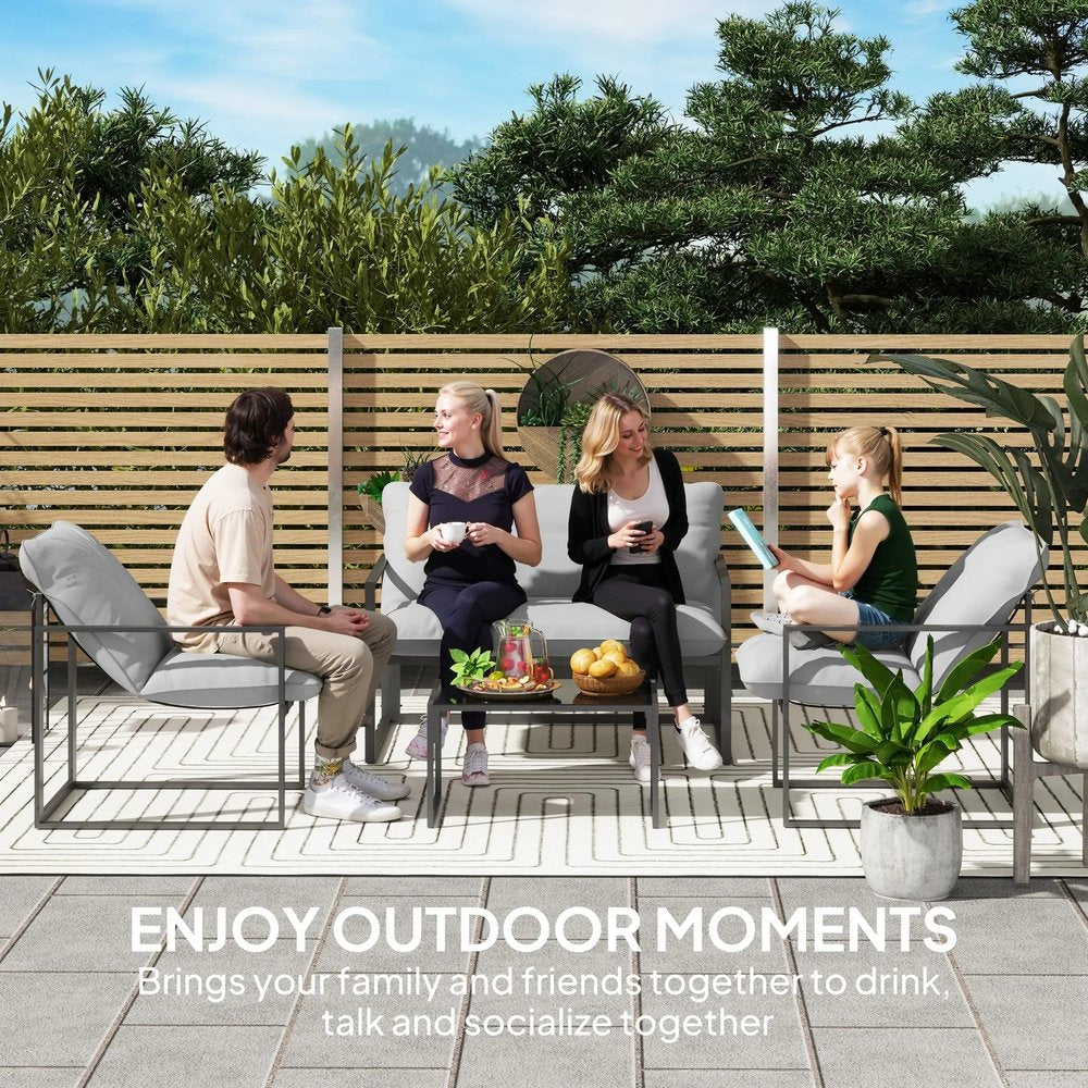 Outsunny Four-Piece Relaxed Back Garden Dining Set 17