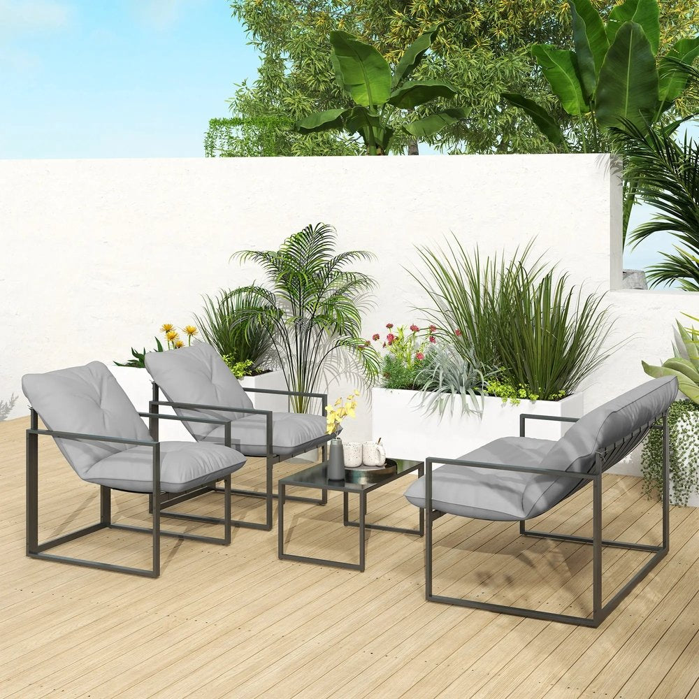 Outsunny Four-Piece Relaxed Back Garden Dining Set 18