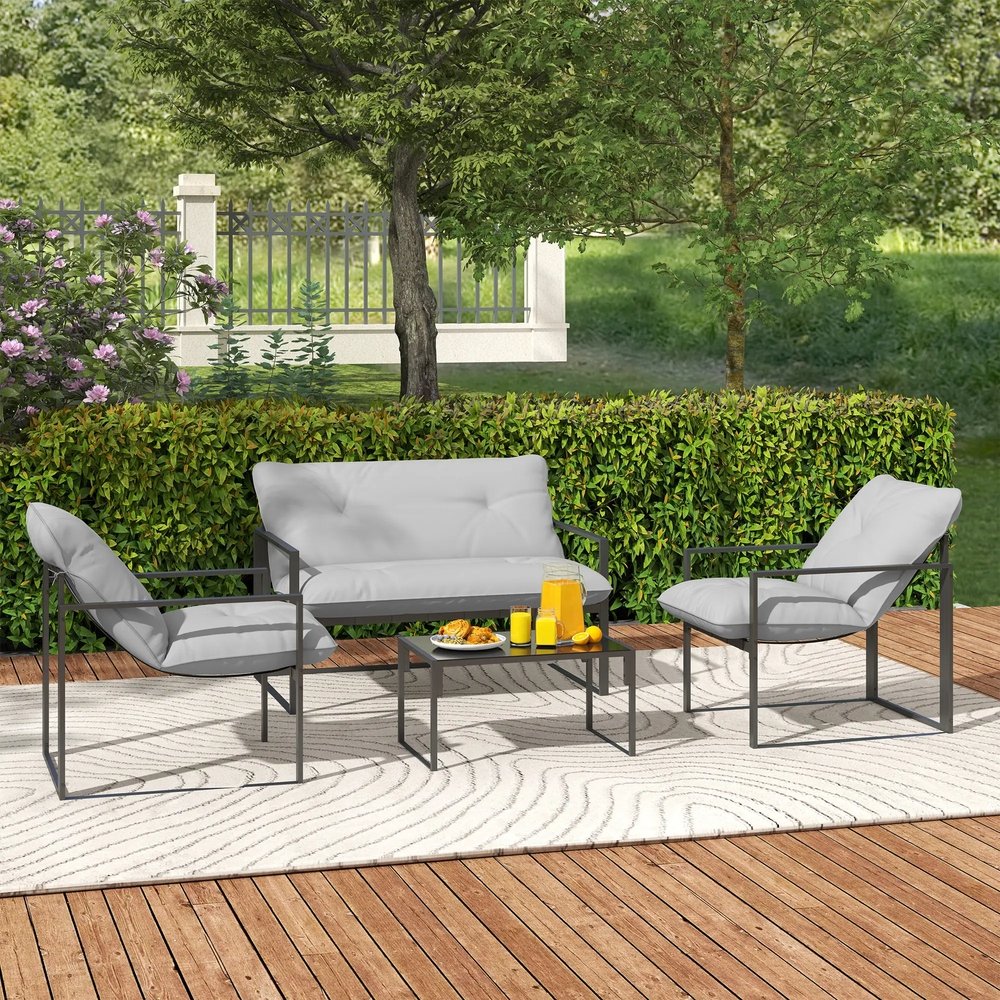 Outsunny Four-Piece Relaxed Back Garden Dining Set 19