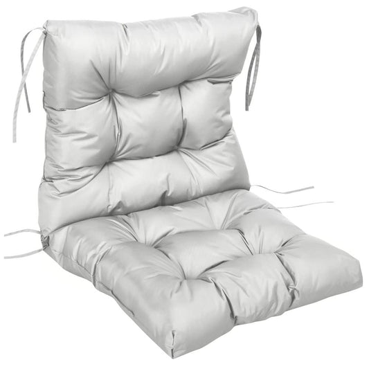 Outsunny Garden Back Chair Cushion, Comfortable Patio Seat Cushion Pad with Backrest for Outdoor & Indoor Use, Light Grey 