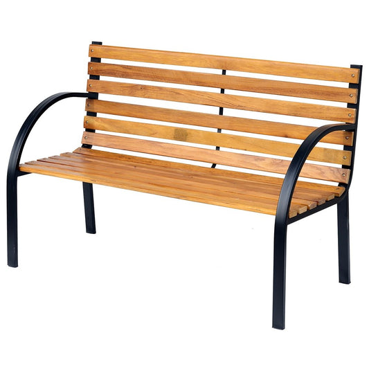 Outsunny Garden Bench, 122Lx60Wx80H cm-Steel/Wood 