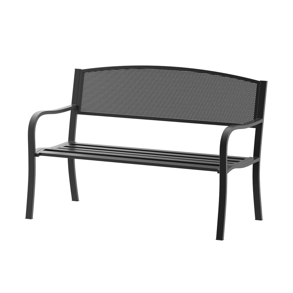Outsunny Garden Bench Furniture Patio Park 2 Person Chair Seat Steel Black 120cm Outdoor 