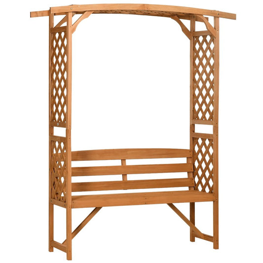 Outsunny Garden Bench, Wooden Garden Arbour with Seat for Vines/Climbing Plants 