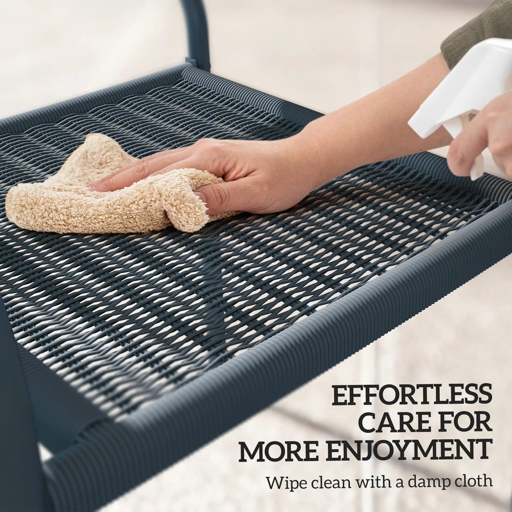 Outsunny Garden Chairs Set of 4, Stackable Rattan Effect Dining Chairs with Armrest, Weather Resistant and Lightweight Outdoor Furniture Armchairs for Patio, Balcony, Terrace, Dark Grey 7
