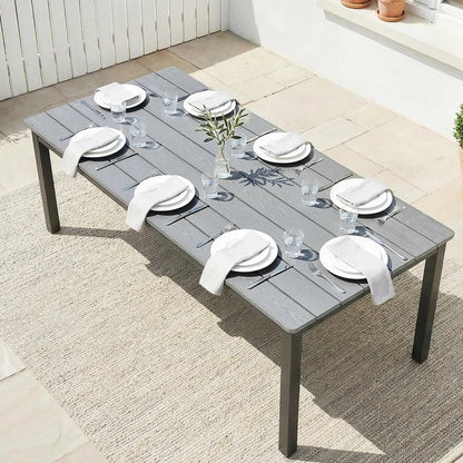 Outsunny Garden Dining Table for 6-8 Person, 180 x 86 cm Rectangular Outdoor Dining Table with Wood Slatted Top 1