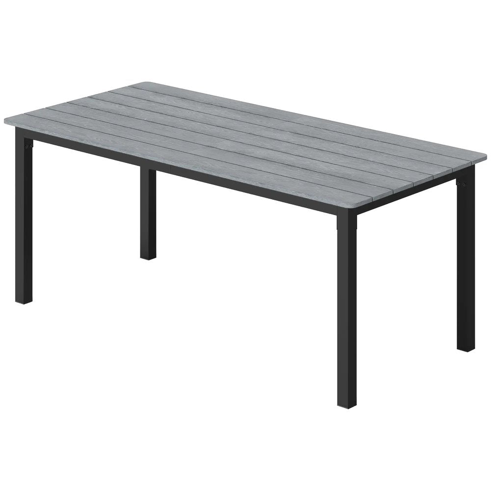 Outsunny Garden Dining Table for 6-8 Person, 180 x 86 cm Rectangular Outdoor Dining Table with Wood Slatted Top 10