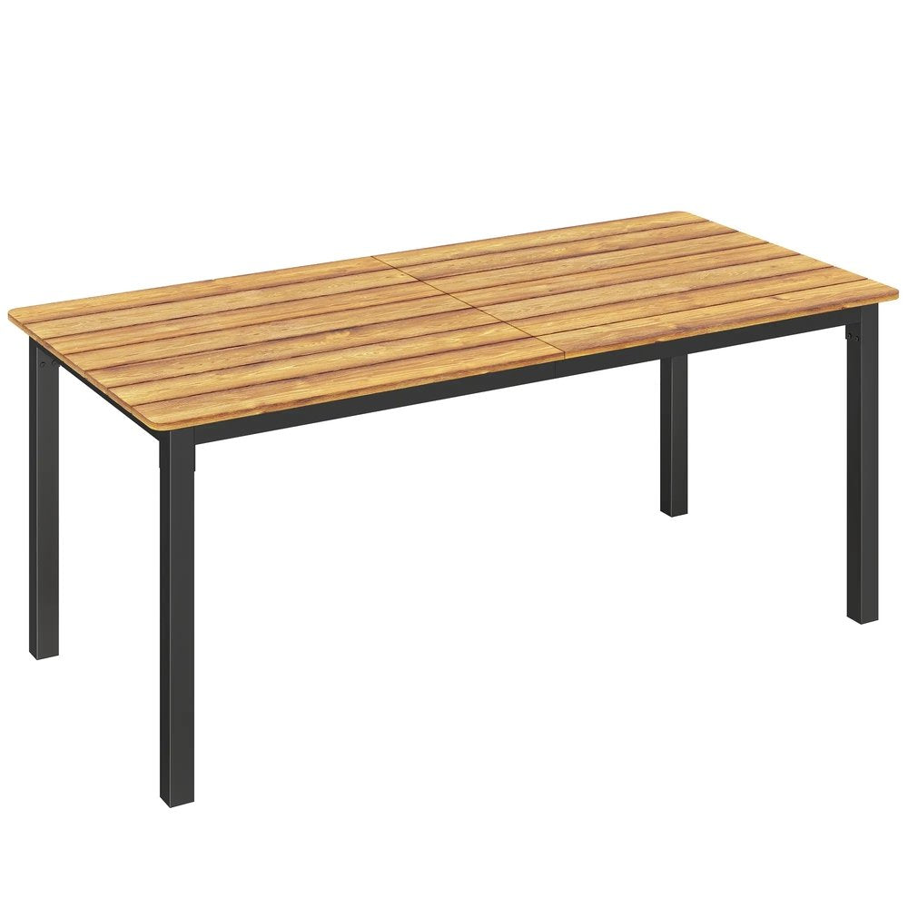 Outsunny Garden Dining Table for 6-8 Person, 180 x 86 cm Rectangular Outdoor Dining Table with Wood Slatted Top 11