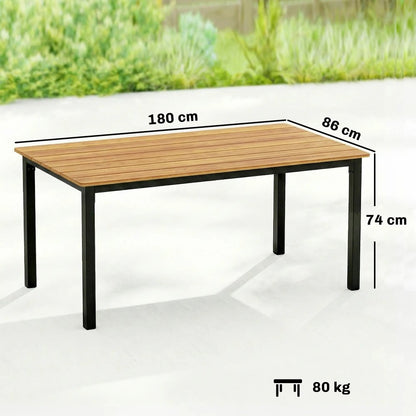 Outsunny Garden Dining Table for 6-8 Person, 180 x 86 cm Rectangular Outdoor Dining Table with Wood Slatted Top 13