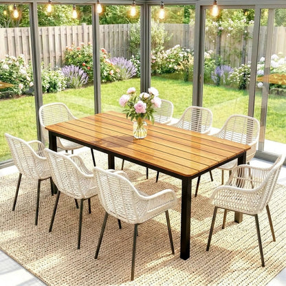 Outsunny Garden Dining Table for 6-8 Person, 180 x 86 cm Rectangular Outdoor Dining Table with Wood Slatted Top 18