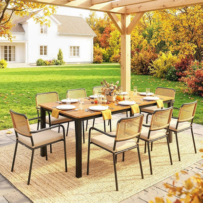 Outsunny Garden Dining Table for 6-8 Person, 180 x 86 cm Rectangular Outdoor Dining Table with Wood Slatted Top 19