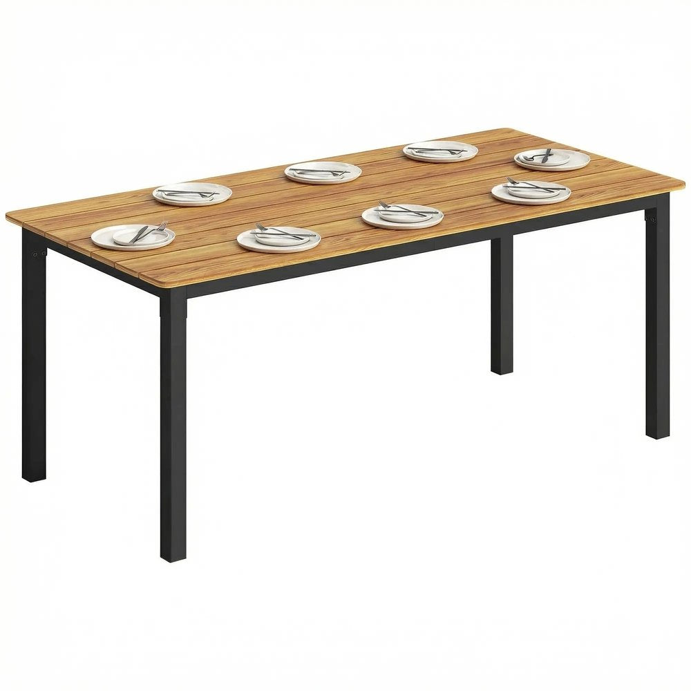 Outsunny Garden Dining Table for 6-8 Person, 180 x 86 cm Rectangular Outdoor Dining Table with Wood Slatted Top 20
