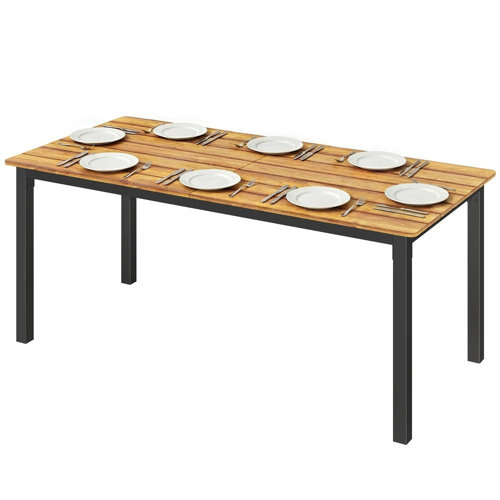 Outsunny Garden Dining Table for 6-8 Person, 180 x 86 cm Rectangular Outdoor Dining Table with Wood Slatted Top 21