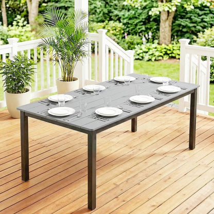 Outsunny Garden Dining Table for 6-8 Person, 180 x 86 cm Rectangular Outdoor Dining Table with Wood Slatted Top 8