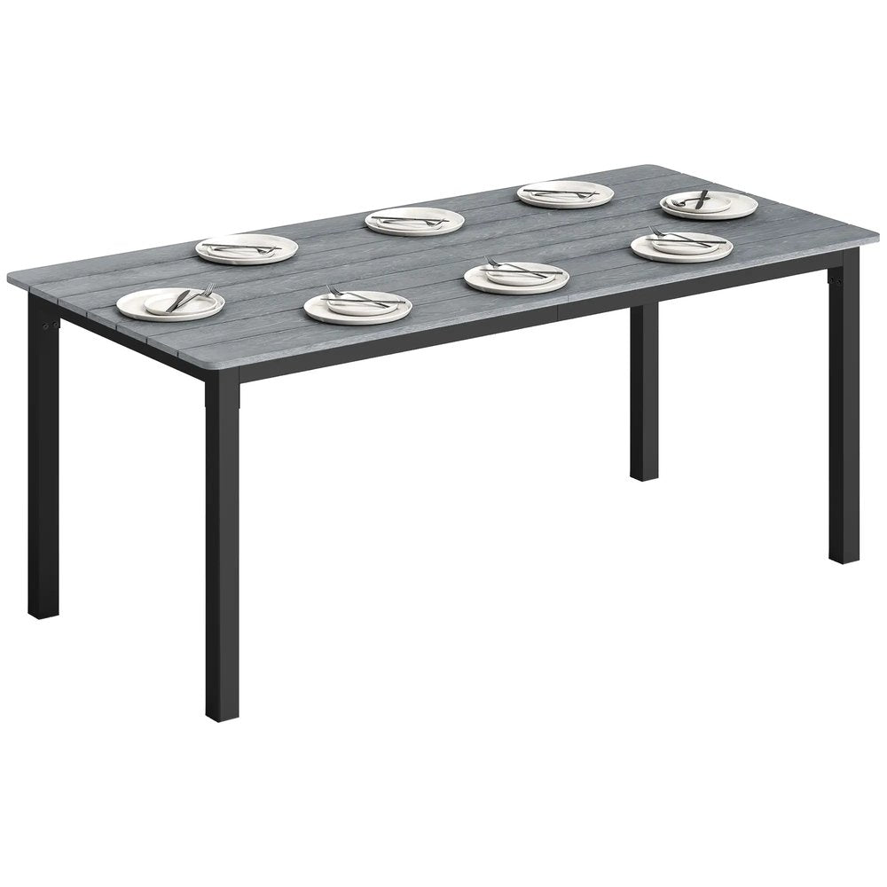 Outsunny Garden Dining Table for 6-8 Person, 180 x 86 cm Rectangular Outdoor Dining Table with Wood Slatted Top 9