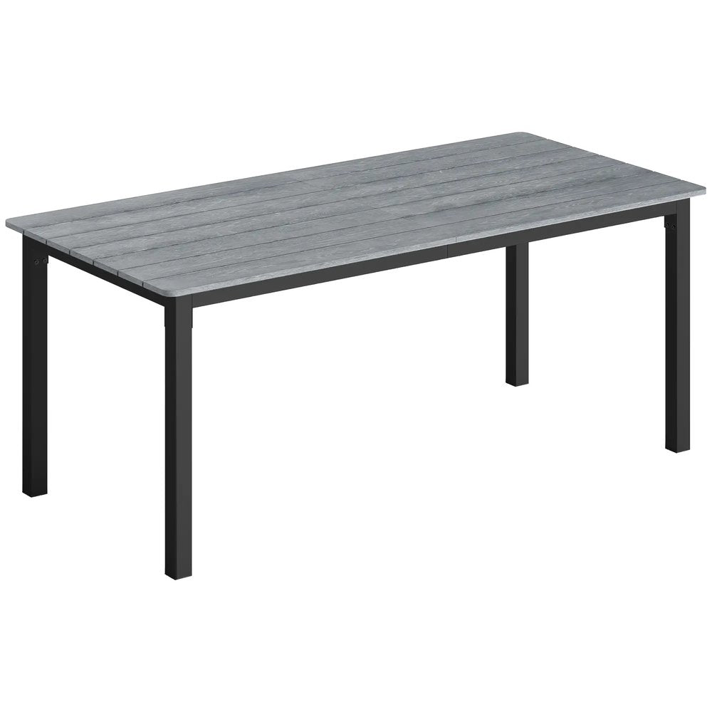 Outsunny Garden Dining Table for 6-8 Person, 180 x 86 cm Rectangular Outdoor Dining Table with Wood Slatted Top 