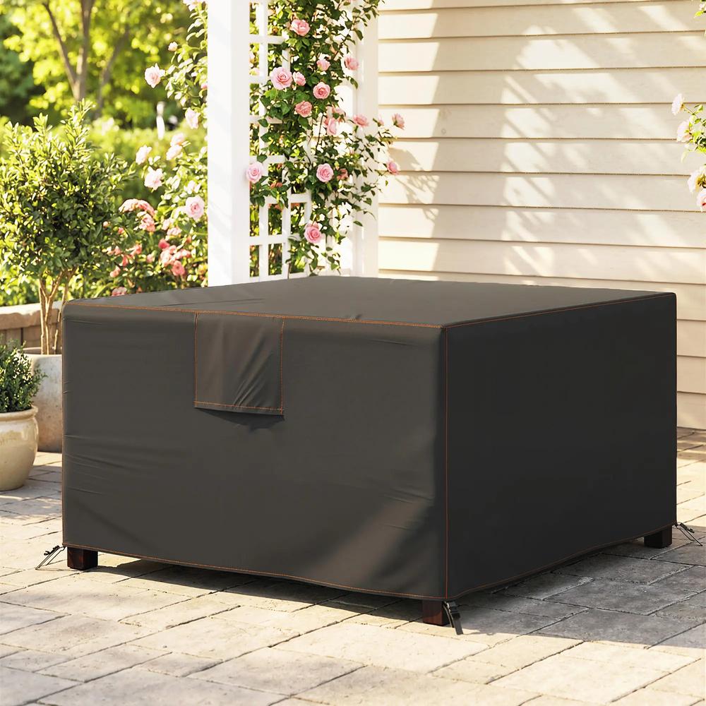 Outsunny Garden Furniture Cover, Waterproof Patio Furniture Cover with Air Vent, 420D Oxford Fabric, 125 x 125 x 74 cm, Black 1