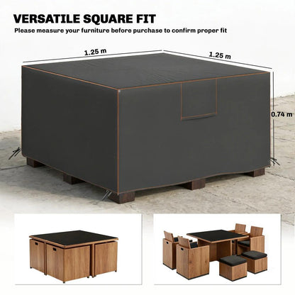 Outsunny Garden Furniture Cover, Waterproof Patio Furniture Cover with Air Vent, 420D Oxford Fabric, 125 x 125 x 74 cm, Black 2