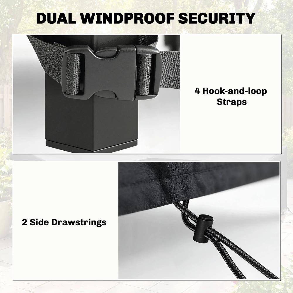 Outsunny Garden Furniture Cover, Waterproof Patio Furniture Cover with Air Vent, 420D Oxford Fabric, 125 x 125 x 74 cm, Black 4