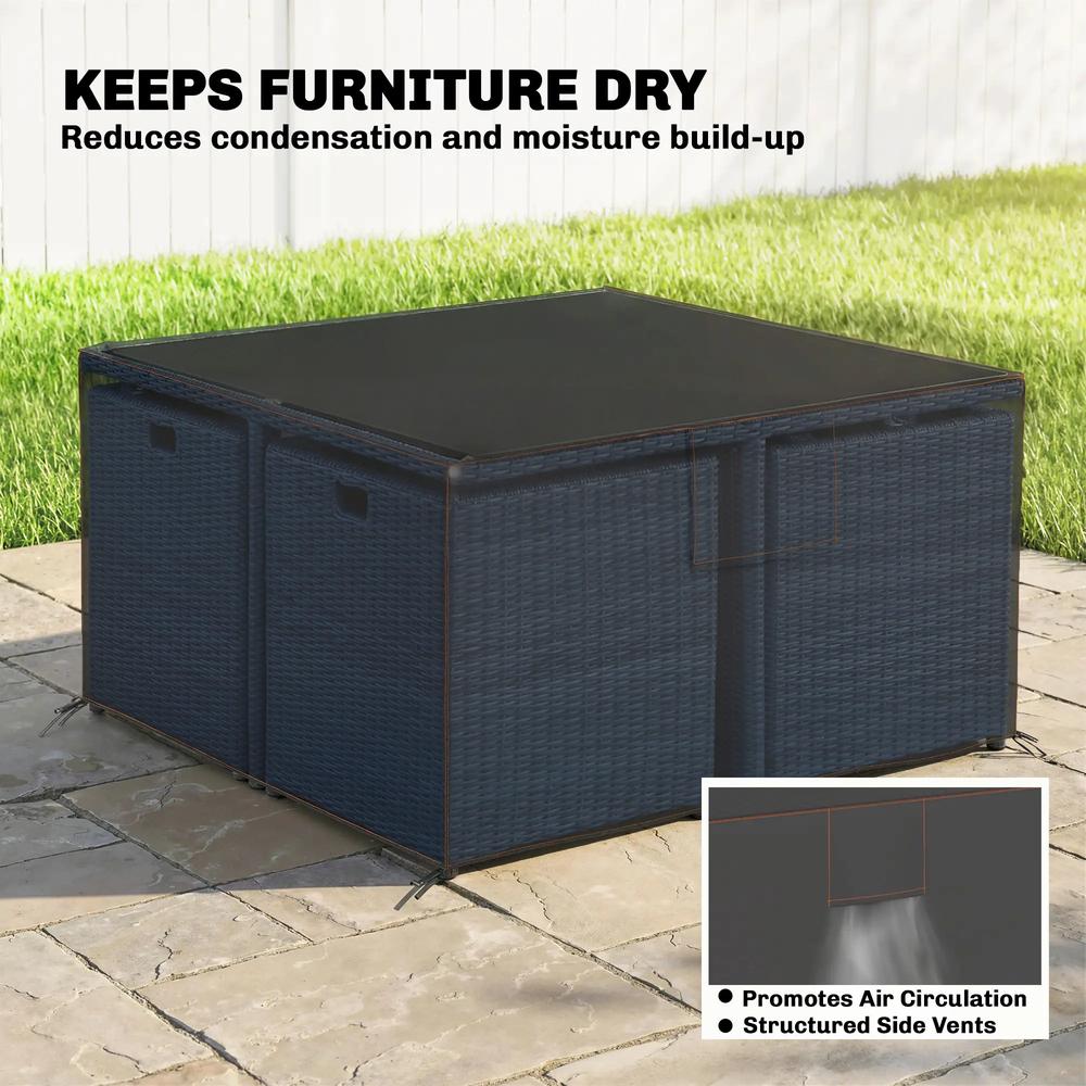 Outsunny Garden Furniture Cover, Waterproof Patio Furniture Cover with Air Vent, 420D Oxford Fabric, 125 x 125 x 74 cm, Black 5