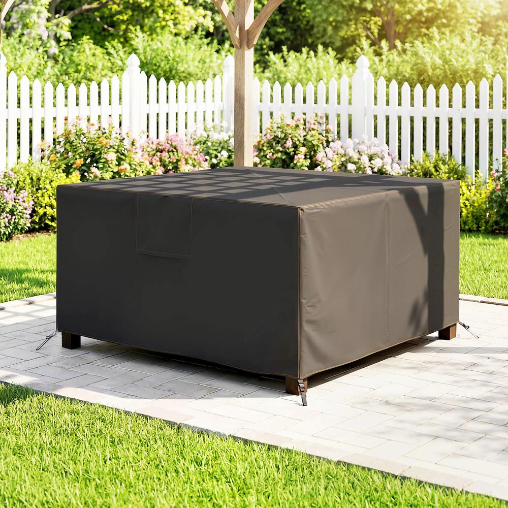 Outsunny Garden Furniture Cover, Waterproof Patio Furniture Cover with Air Vent, 420D Oxford Fabric, 125 x 125 x 74 cm, Black 6
