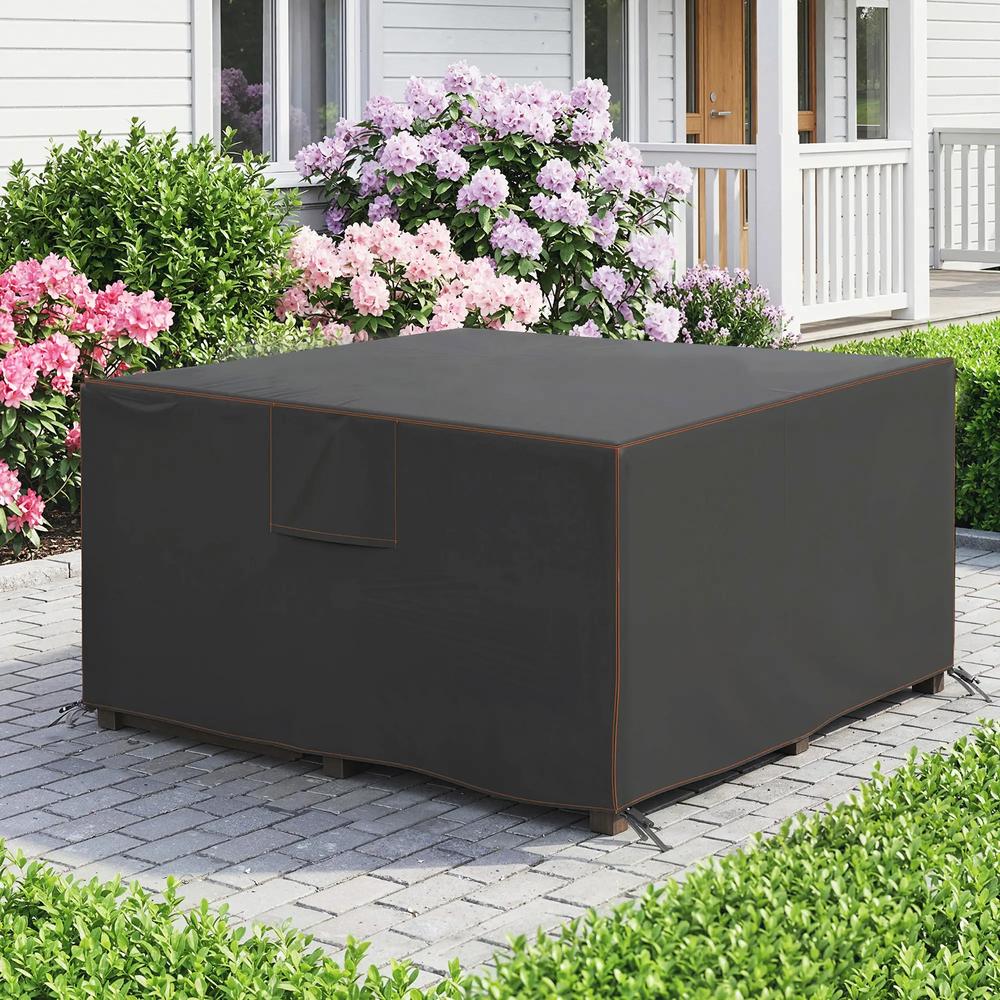 Outsunny Garden Furniture Cover, Waterproof Patio Furniture Cover with Air Vent, 420D Oxford Fabric, 125 x 125 x 74 cm, Black 7