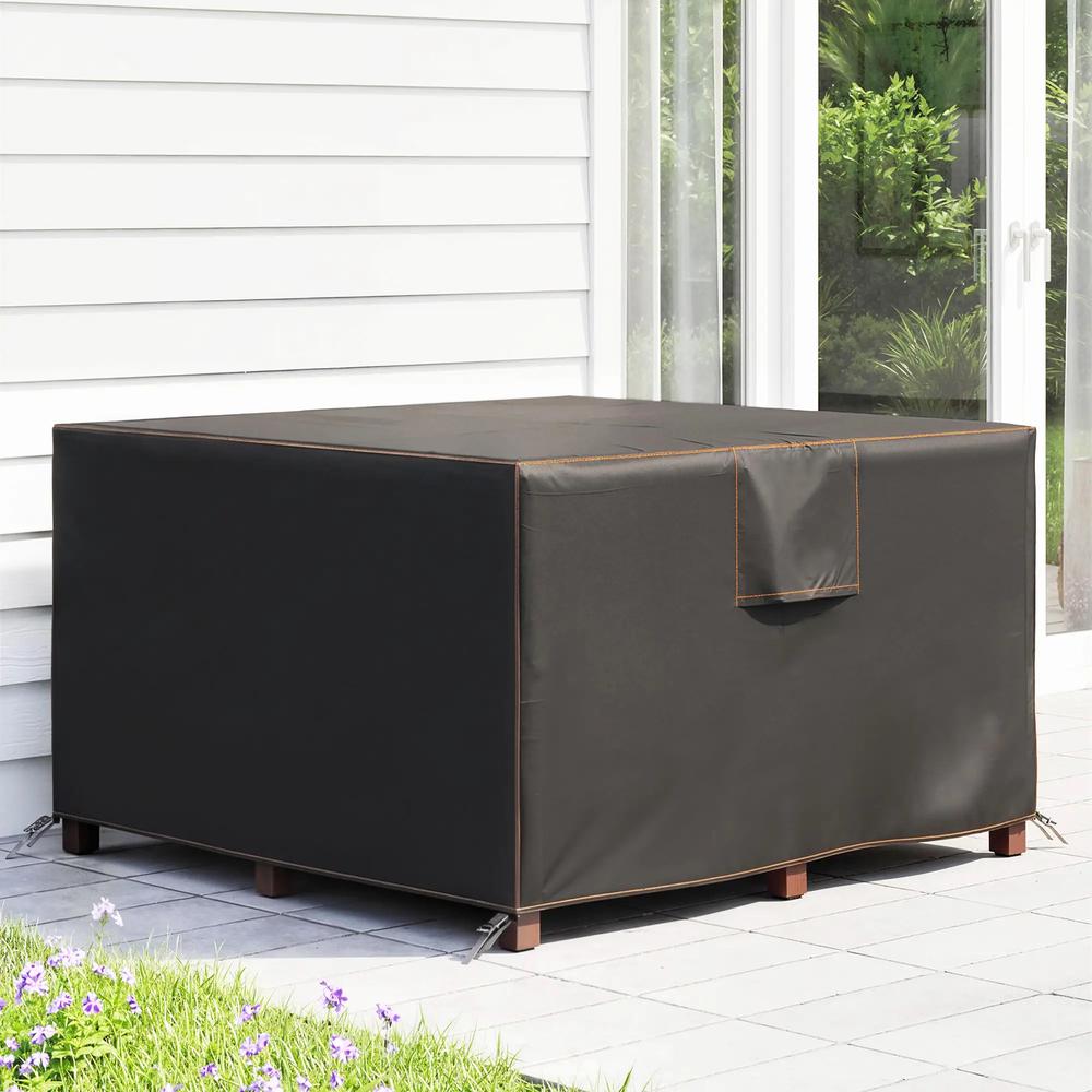 Outsunny Garden Furniture Cover, Waterproof Patio Furniture Cover with Air Vent, 420D Oxford Fabric, 125 x 125 x 74 cm, Black 9