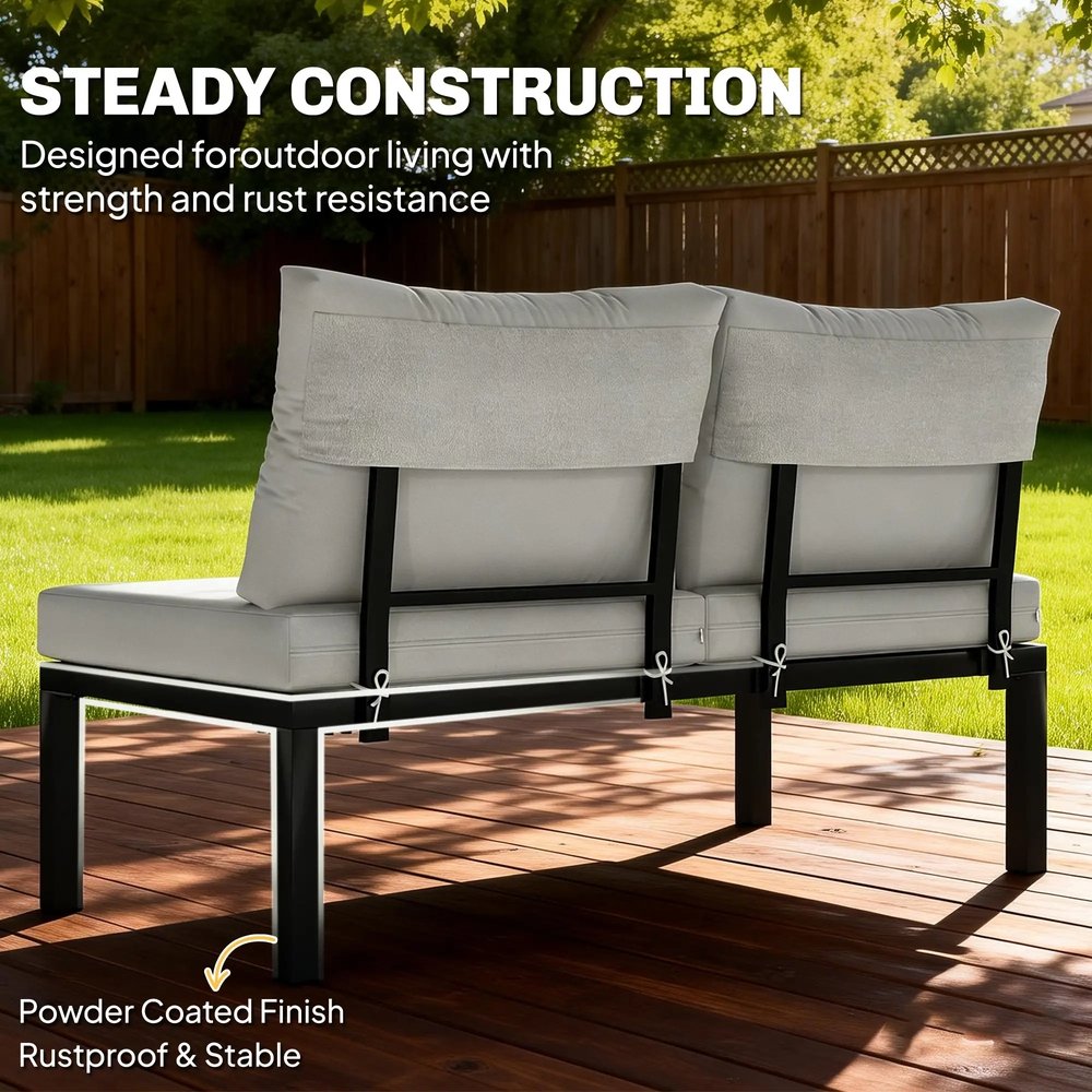 Outsunny Garden Furniture Set, 6 Piece Corner Sofa Set with Loveseat, Coffee Table, Sofa with Integrated Side Table 6