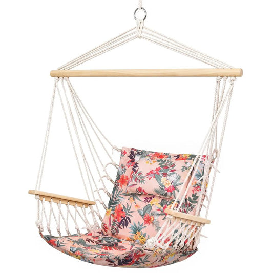 Outsunny Garden Outdoor Hanging Hammock Chair Thick Rope Frame Wooden Arms Safe Garden Outdoor 