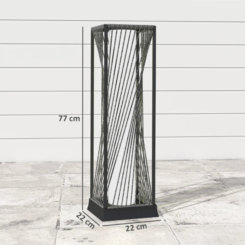 Outsunny Garden Rattan Lamp, 77 cm Tall Solar Rattan Floor Lamp, Solar Garden Light with Auto On/Off LED Lights, IP44 Waterproof for Outdoor, Porch, Pathway, Terrace, Grey
