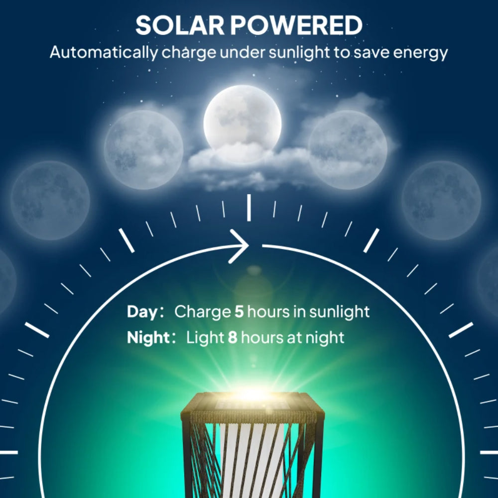 Outsunny Garden Rattan Lamp, 77 cm Tall Solar Rattan Floor Lamp, Solar Garden Light with Auto On/Off LED Lights, IP44 Waterproof for Outdoor, Porch, Pathway, Terrace, Grey
